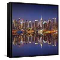 Manhattan at Night-Sergey Borisov-Framed Stretched Canvas