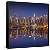 Manhattan at Night-Sergey Borisov-Framed Stretched Canvas