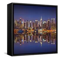 Manhattan at Night-Sergey Borisov-Framed Stretched Canvas