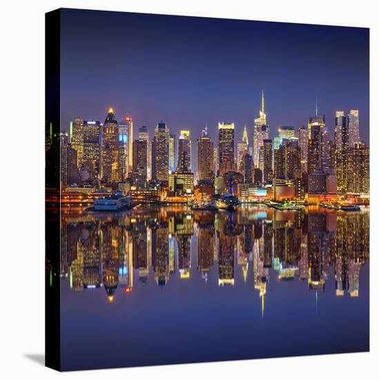 Manhattan at Night-Sergey Borisov-Stretched Canvas