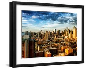 Manhattan at Sunset, Hell's Kitchen and Theater District Views, New York-Philippe Hugonnard-Framed Premium Photographic Print