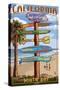 Manhattan Beach, California - Destination Sign-Lantern Press-Stretched Canvas