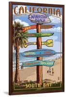 Manhattan Beach, California - Destination Sign-Lantern Press-Framed Art Print
