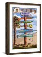 Manhattan Beach, California - Destination Sign-Lantern Press-Framed Art Print