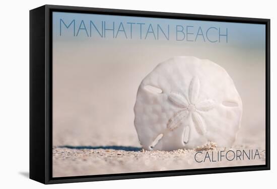 Manhattan Beach, California - Sand Dollar and Beach-Lantern Press-Framed Stretched Canvas