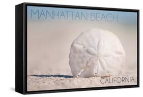 Manhattan Beach, California - Sand Dollar and Beach-Lantern Press-Framed Stretched Canvas