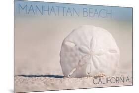 Manhattan Beach, California - Sand Dollar and Beach-Lantern Press-Mounted Art Print