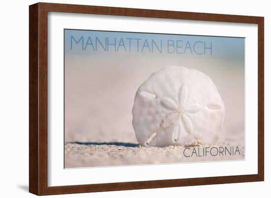 Manhattan Beach, California - Sand Dollar and Beach-Lantern Press-Framed Art Print