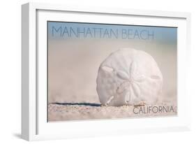 Manhattan Beach, California - Sand Dollar and Beach-Lantern Press-Framed Art Print