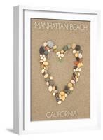 Manhattan Beach, California - Stone Heart on Sand-Lantern Press-Framed Art Print