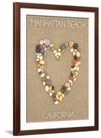 Manhattan Beach, California - Stone Heart on Sand-Lantern Press-Framed Art Print