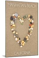 Manhattan Beach, California - Stone Heart on Sand-Lantern Press-Mounted Art Print