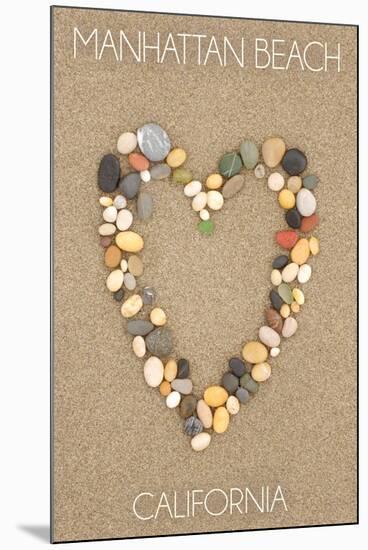 Manhattan Beach, California - Stone Heart on Sand-Lantern Press-Mounted Art Print
