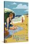 Manhattan Beach, California - Woman on the Beach-Lantern Press-Stretched Canvas