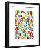 Manhattan Boroughs Bus Blind-Michael Tompsett-Framed Art Print