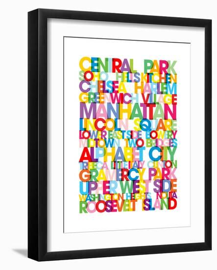 Manhattan Boroughs Bus Blind-Michael Tompsett-Framed Art Print