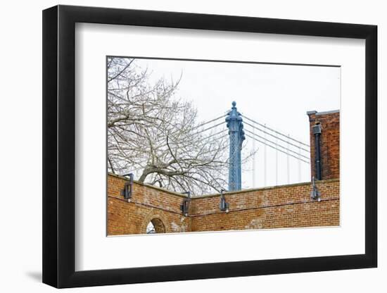 Manhattan Bridge and Brick Wall-Erin Clark-Framed Giclee Print