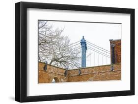 Manhattan Bridge and Brick Wall-Erin Clark-Framed Giclee Print