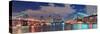 Manhattan Bridge and Brooklyn Bridge Panorama over East River at Night in New York City Manhattan W-Songquan Deng-Stretched Canvas