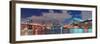 Manhattan Bridge and Brooklyn Bridge Panorama over East River at Night in New York City Manhattan W-Songquan Deng-Framed Photographic Print