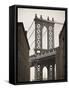 Manhattan Bridge and Empire State Building, New York City, USA-Alan Copson-Framed Stretched Canvas