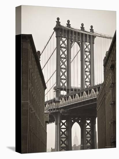 Manhattan Bridge and Empire State Building, New York City, USA-Alan Copson-Stretched Canvas