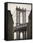 Manhattan Bridge and Empire State Building, New York City, USA-Alan Copson-Framed Stretched Canvas