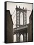 Manhattan Bridge and Empire State Building, New York City, USA-Alan Copson-Framed Stretched Canvas