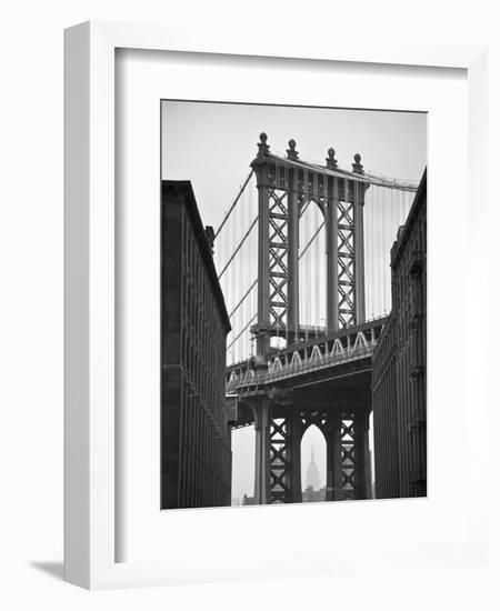 Manhattan Bridge and Empire State Building, New York City, USA-Alan Copson-Framed Photographic Print