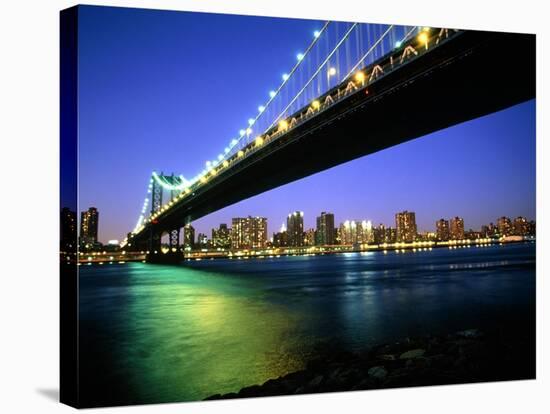 Manhattan Bridge and Skyline at Dusk-Alan Schein-Stretched Canvas