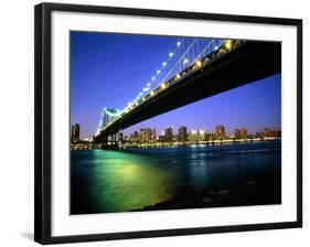 Manhattan Bridge and Skyline at Dusk-Alan Schein-Framed Photographic Print