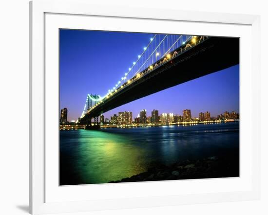 Manhattan Bridge and Skyline at Dusk-Alan Schein-Framed Photographic Print