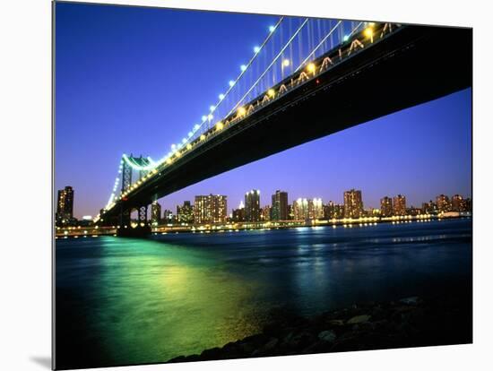 Manhattan Bridge and Skyline at Dusk-Alan Schein-Mounted Photographic Print
