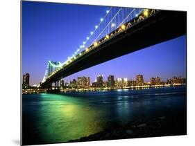 Manhattan Bridge and Skyline at Dusk-Alan Schein-Mounted Photographic Print