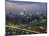 Manhattan Bridge and Skyline at Night-Michel Setboun-Mounted Premium Photographic Print