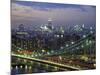 Manhattan Bridge and Skyline at Night-Michel Setboun-Mounted Photographic Print