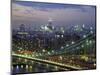 Manhattan Bridge and Skyline at Night-Michel Setboun-Mounted Photographic Print