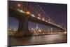 Manhattan Bridge and skyline, Brooklyn Bridge Park, New York City, New York-Greg Probst-Mounted Photographic Print