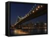 Manhattan Bridge at Dusk, New York City, New York, United States of America, North America-Amanda Hall-Framed Stretched Canvas