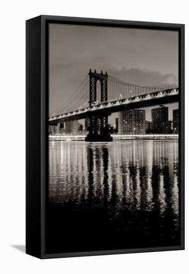 Manhattan Bridge at Night-Alan Blaustein-Framed Stretched Canvas