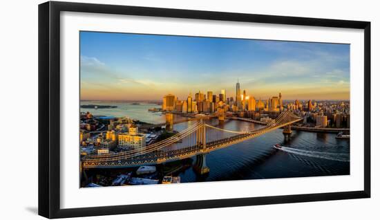 Manhattan Bridge at sunrise, New York City, New York State, USA-null-Framed Photographic Print