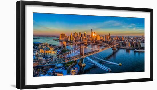 Manhattan Bridge at sunrise, New York City, New York State, USA-null-Framed Photographic Print