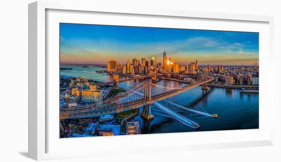 Manhattan Bridge at sunrise, New York City, New York State, USA-null-Framed Photographic Print