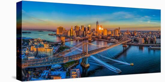 Manhattan Bridge at sunrise, New York City, New York State, USA-null-Stretched Canvas