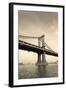 Manhattan Bridge Black and White over East River Viewed from New York City Lower Manhattan Waterfro-Songquan Deng-Framed Photographic Print