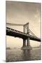 Manhattan Bridge Black and White over East River Viewed from New York City Lower Manhattan Waterfro-Songquan Deng-Mounted Photographic Print