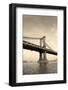 Manhattan Bridge Black and White over East River Viewed from New York City Lower Manhattan Waterfro-Songquan Deng-Framed Photographic Print