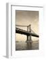 Manhattan Bridge Black and White over East River Viewed from New York City Lower Manhattan Waterfro-Songquan Deng-Framed Photographic Print