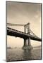 Manhattan Bridge Black and White over East River Viewed from New York City Lower Manhattan Waterfro-Songquan Deng-Mounted Photographic Print