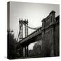 Manhattan Bridge BW Sq II-Erin Berzel-Stretched Canvas